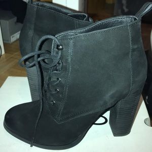 Aldo Black Laced Suede Lebeau Booties Size 7